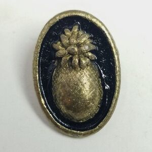 Vintage Pineapple Lapel Pin, Bronze Color Fruit Brooch, Estate